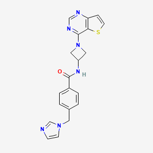 molecular formula C20H18N6OS B2673554 4-(Imidazol-1-ylmethyl)-N-(1-thieno[3,2-d]pyrimidin-4-ylazetidin-3-yl)benzamide CAS No. 2380190-80-5