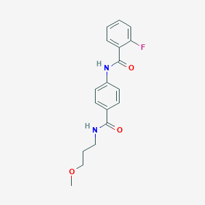 molecular formula C18H19FN2O3 B267356 2-fluoro-N-(4-{[(3-methoxypropyl)amino]carbonyl}phenyl)benzamide 