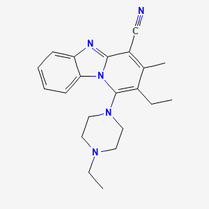 molecular formula C21H25N5 B2673562 2-Ethyl-1-(4-ethylpiperazin-1-yl)-3-methylpyrido[1,2-a]benzimidazole-4-carbonitrile CAS No. 612522-73-3
