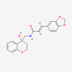 molecular formula C20H19NO5 B2673564 (E)-3-(benzo[d][1,3]dioxol-5-yl)-N-((4-hydroxychroman-4-yl)methyl)acrylamide CAS No. 1396892-14-0
