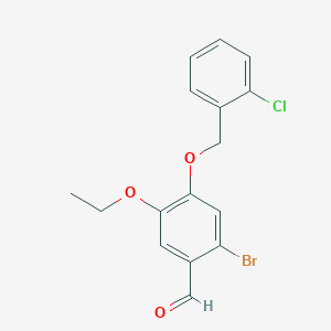molecular formula C16H14BrClO3 B2673577 2-Bromo-4-[(2-chlorobenzyl)oxy]-5-ethoxybenzaldehyde CAS No. 832674-30-3