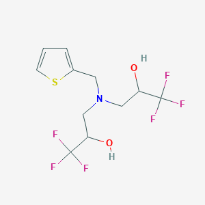 molecular formula C11H13F6NO2S B2673583 1,1,1-Trifluoro-3-[(2-thienylmethyl)(3,3,3-trifluoro-2-hydroxypropyl)amino]-2-propanol CAS No. 478081-22-0