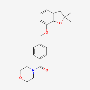 molecular formula C22H25NO4 B2673584 (4-(((2,2-Dimethyl-2,3-dihydrobenzofuran-7-yl)oxy)methyl)phenyl)(morpholino)methanone CAS No. 941943-88-0