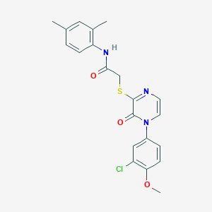 molecular formula C21H20ClN3O3S B2673586 2-((4-(3-chloro-4-methoxyphenyl)-3-oxo-3,4-dihydropyrazin-2-yl)thio)-N-(2,4-dimethylphenyl)acetamide CAS No. 899987-91-8