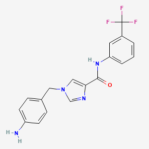 molecular formula C18H15F3N4O B2673587 1-(4-aminobenzyl)-N-[3-(trifluoromethyl)phenyl]-1H-imidazole-4-carboxamide CAS No. 1351827-63-8