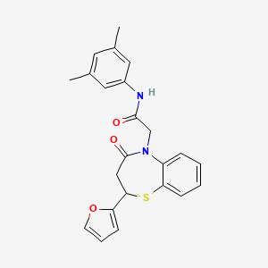 molecular formula C23H22N2O3S B2673598 N-(3,5-dimethylphenyl)-2-(2-(furan-2-yl)-4-oxo-3,4-dihydrobenzo[b][1,4]thiazepin-5(2H)-yl)acetamide CAS No. 863004-82-4
