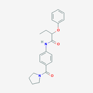 molecular formula C21H24N2O3 B267360 2-phenoxy-N-[4-(1-pyrrolidinylcarbonyl)phenyl]butanamide 