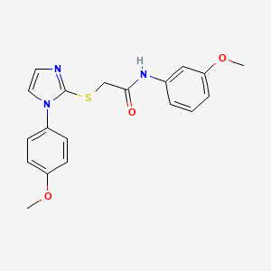 molecular formula C19H19N3O3S B2673605 N-(3-methoxyphenyl)-2-[1-(4-methoxyphenyl)imidazol-2-yl]sulfanylacetamide CAS No. 688336-16-5