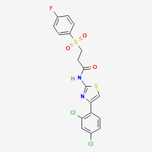 molecular formula C18H13Cl2FN2O3S2 B2673607 N-(4-(2,4-dichlorophenyl)thiazol-2-yl)-3-((4-fluorophenyl)sulfonyl)propanamide CAS No. 895477-93-7