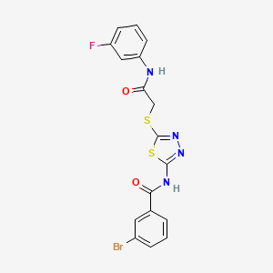 molecular formula C17H12BrFN4O2S2 B2673614 3-bromo-N-(5-((2-((3-fluorophenyl)amino)-2-oxoethyl)thio)-1,3,4-thiadiazol-2-yl)benzamide CAS No. 868974-51-0
