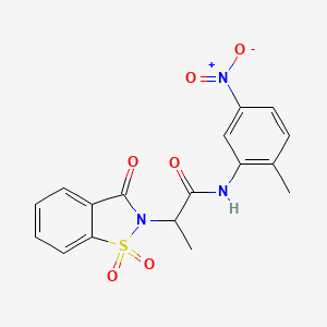 molecular formula C17H15N3O6S B2673616 2-(1,1-二氧代-3-氧代苯并[d]异噻唑-2(3H)-基)-N-(2-甲基-5-硝基苯基)丙酰胺 CAS No. 899955-52-3