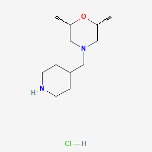 molecular formula C12H25ClN2O B2673619 (2R,6S)-2,6-Dimethyl-4-(piperidin-4-ylmethyl)morpholine;hydrochloride CAS No. 1938456-47-3