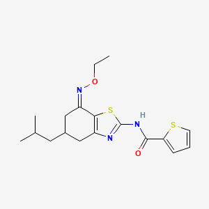 molecular formula C18H23N3O2S2 B2673621 N-(7-(Azaethoxymethylene)-5-(2-methylpropyl)(4,5,6-trihydrobenzothiazol-2-YL))-2-thienylformamide CAS No. 1274948-37-6