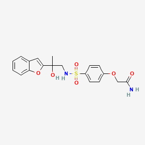 molecular formula C19H20N2O6S B2673624 2-(4-(N-(2-(benzofuran-2-yl)-2-hydroxypropyl)sulfamoyl)phenoxy)acetamide CAS No. 2034442-09-4