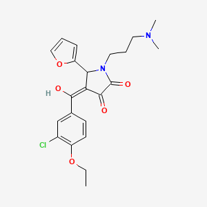molecular formula C22H25ClN2O5 B2673628 4-(3-chloro-4-ethoxybenzoyl)-1-(3-(dimethylamino)propyl)-5-(furan-2-yl)-3-hydroxy-1H-pyrrol-2(5H)-one CAS No. 636988-53-9