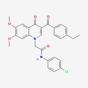 N-(4-chlorophenyl)-2-[3-(4-ethylbenzoyl)-6,7-dimethoxy-4-oxoquinolin-1-yl]acetamide
