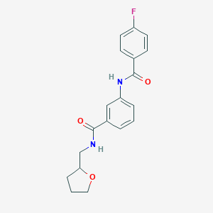 molecular formula C19H19FN2O3 B267364 3-[(4-fluorobenzoyl)amino]-N-(tetrahydro-2-furanylmethyl)benzamide 