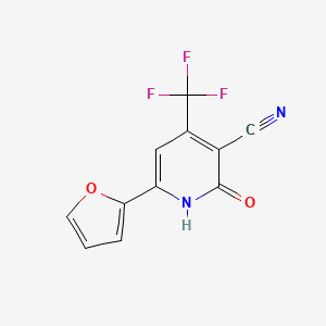 molecular formula C11H5F3N2O2 B2673645 6-(2-Furyl)-2-hydroxy-4-(trifluoromethyl)nicotinonitrile CAS No. 372977-36-1