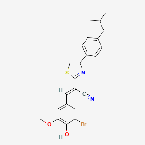 molecular formula C23H21BrN2O2S B2673648 (E)-3-(3-bromo-4-hydroxy-5-methoxyphenyl)-2-(4-(4-isobutylphenyl)thiazol-2-yl)acrylonitrile CAS No. 683254-57-1