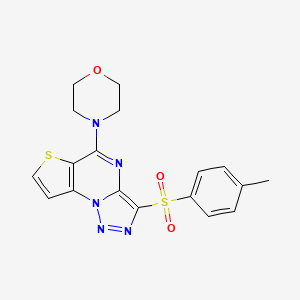 molecular formula C18H17N5O3S2 B2673649 4-(3-对甲苯磺酰噻吩[2,3-e][1,2,3]三唑[1,5-a]嘧啶-5-基)吗啉 CAS No. 892731-78-1