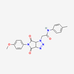 molecular formula C20H19N5O4 B2673651 2-[5-(4-methoxyphenyl)-4,6-dioxo-4,5,6,6a-tetrahydropyrrolo[3,4-d][1,2,3]triazol-1(3aH)-yl]-N-(4-methylphenyl)acetamide CAS No. 1008035-90-2