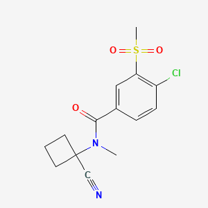 molecular formula C14H15ClN2O3S B2673654 4-chloro-N-(1-cyanocyclobutyl)-3-methanesulfonyl-N-methylbenzamide CAS No. 1258768-76-1