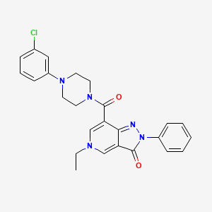 molecular formula C25H24ClN5O2 B2673658 7-(4-(3-chlorophenyl)piperazine-1-carbonyl)-5-ethyl-2-phenyl-2H-pyrazolo[4,3-c]pyridin-3(5H)-one CAS No. 921833-19-4