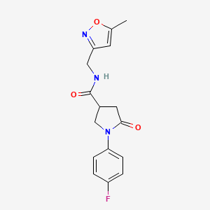molecular formula C16H16FN3O3 B2673663 1-(4-fluorophenyl)-N-((5-methylisoxazol-3-yl)methyl)-5-oxopyrrolidine-3-carboxamide CAS No. 1257547-96-8