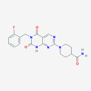 1-(6-(2-Fluorobenzyl)-5,7-dioxo-5,6,7,8-tetrahydropyrimido[4,5-d]pyrimidin-2-yl)piperidine-4-carboxamide