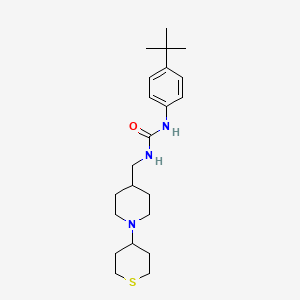 molecular formula C22H35N3OS B2673667 1-(4-(tert-butyl)phenyl)-3-((1-(tetrahydro-2H-thiopyran-4-yl)piperidin-4-yl)methyl)urea CAS No. 2034614-22-5