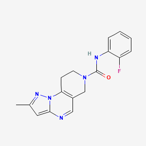 molecular formula C17H16FN5O B2673672 N-(2-fluorophenyl)-2-methyl-8,9-dihydropyrazolo[1,5-a]pyrido[3,4-e]pyrimidine-7(6H)-carboxamide CAS No. 1795300-42-3