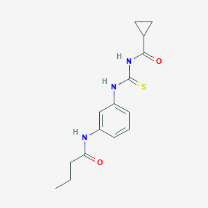 molecular formula C15H19N3O2S B267368 N-{[3-(butanoylamino)phenyl]carbamothioyl}cyclopropanecarboxamide 