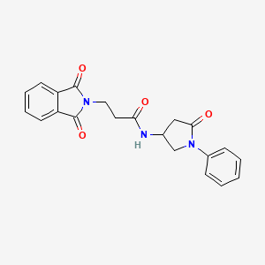 molecular formula C21H19N3O4 B2673680 3-(1,3-dioxoisoindolin-2-yl)-N-(5-oxo-1-phenylpyrrolidin-3-yl)propanamide CAS No. 896363-64-7
