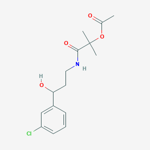 molecular formula C15H20ClNO4 B2673688 1-((3-(3-氯苯基)-3-羟基丙基)氨基)-2-甲基-1-氧代丙酮-2-基乙酸酯 CAS No. 2034314-14-0