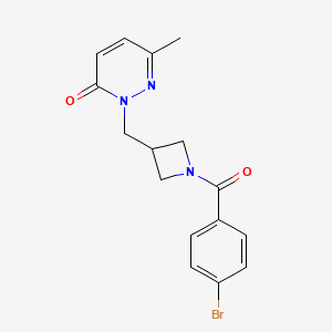 molecular formula C16H16BrN3O2 B2673693 2-[[1-(4-Bromobenzoyl)azetidin-3-yl]methyl]-6-methylpyridazin-3-one CAS No. 2320416-96-2