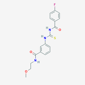 molecular formula C18H18FN3O3S B267370 3-({[(4-fluorobenzoyl)amino]carbonothioyl}amino)-N-(2-methoxyethyl)benzamide 