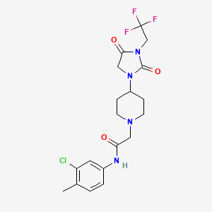 molecular formula C19H22ClF3N4O3 B2673703 N-(3-chloro-4-methylphenyl)-2-{4-[2,4-dioxo-3-(2,2,2-trifluoroethyl)imidazolidin-1-yl]piperidin-1-yl}acetamide CAS No. 2097924-92-8