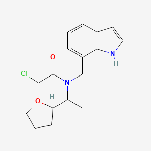 molecular formula C17H21ClN2O2 B2673717 2-Chloro-N-(1H-indol-7-ylmethyl)-N-[1-(oxolan-2-yl)ethyl]acetamide CAS No. 2411275-47-1