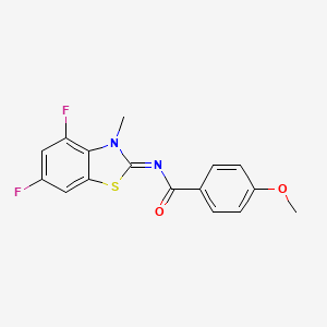 molecular formula C16H12F2N2O2S B2673735 N-(4,6-difluoro-3-methyl-1,3-benzothiazol-2-ylidene)-4-methoxybenzamide CAS No. 868371-19-1