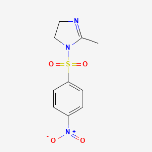 molecular formula C10H11N3O4S B2673744 2-甲基-1-[(4-硝基苯基)磺酰]-4,5-二氢-1H-咪唑 CAS No. 159350-46-6