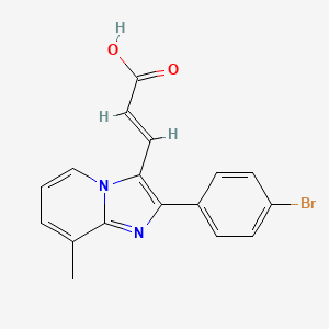 molecular formula C17H13BrN2O2 B2673746 (E)-3-[2-(4-bromophenyl)-8-methylimidazo[1,2-a]pyridin-3-yl]prop-2-enoic acid CAS No. 820245-82-7