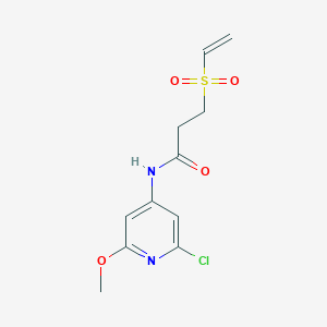 molecular formula C11H13ClN2O4S B2673811 N-(2-Chloro-6-methoxypyridin-4-yl)-3-ethenylsulfonylpropanamide CAS No. 2224361-26-4