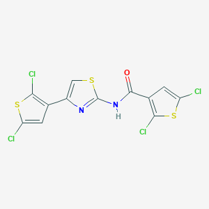 molecular formula C12H4Cl4N2OS3 B2673888 2,5-dichloro-N-[4-(2,5-dichlorothiophen-3-yl)-1,3-thiazol-2-yl]thiophene-3-carboxamide CAS No. 394228-04-7