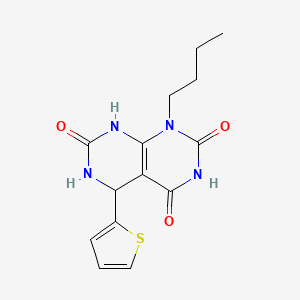 molecular formula C14H16N4O3S B2673896 1-butyl-5-(thiophen-2-yl)-5,6-dihydropyrimido[4,5-d]pyrimidine-2,4,7(1H,3H,8H)-trione CAS No. 1171575-76-0
