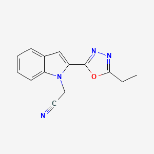molecular formula C14H12N4O B2673912 2-(2-(5-ethyl-1,3,4-oxadiazol-2-yl)-1H-indol-1-yl)acetonitrile CAS No. 921800-57-9