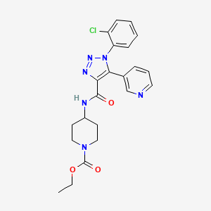 molecular formula C22H23ClN6O3 B2673917 ethyl 4-(1-(2-chlorophenyl)-5-(pyridin-3-yl)-1H-1,2,3-triazole-4-carboxamido)piperidine-1-carboxylate CAS No. 1206991-84-5