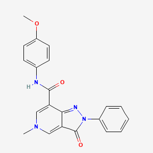 molecular formula C21H18N4O3 B2673938 N-(4-methoxyphenyl)-5-methyl-3-oxo-2-phenyl-3,5-dihydro-2H-pyrazolo[4,3-c]pyridine-7-carboxamide CAS No. 921574-78-9