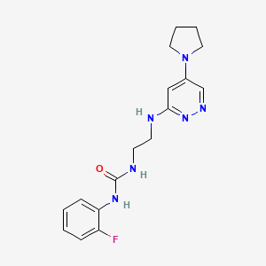 molecular formula C17H21FN6O B2673947 1-(2-Fluorophenyl)-3-(2-((5-(pyrrolidin-1-yl)pyridazin-3-yl)amino)ethyl)urea CAS No. 1796964-28-7