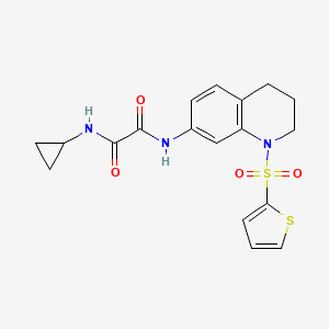 molecular formula C18H19N3O4S2 B2673970 N-cyclopropyl-N'-(1-thiophen-2-ylsulfonyl-3,4-dihydro-2H-quinolin-7-yl)oxamide CAS No. 898448-33-4