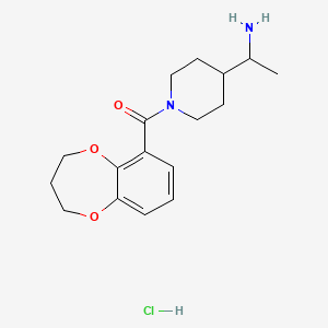 molecular formula C17H25ClN2O3 B2674006 [4-(1-Aminoethyl)piperidin-1-yl]-(3,4-dihydro-2H-1,5-benzodioxepin-6-yl)methanone;hydrochloride CAS No. 2418679-80-6